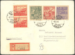 PROVINZ SACHSEN 87-89B BRIEF, 1946, Wiederaufbau, Ungezähnt, Mit Zusatzfrankatur Auf Portogerechtem Einschreibbrief Aus  - Other & Unclassified