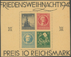 THÜRINGEN 103-06t , 1945, Herzstück Block Weihnachten, Gelblichgraues Papier, Postfrisch, Pracht - Other & Unclassified
