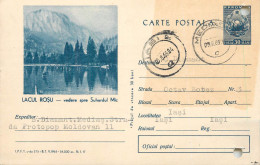 Postal Stationery Postcard Romania Lacul Rosu Suhardul Mic - Rumania