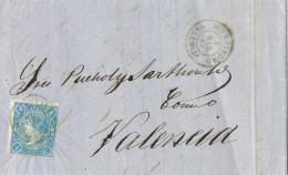 54870. Carta Entera MURVIEDRO (Valencia)  1865. Fechador Tupo II A Valencia - Cartas & Documentos