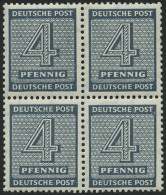 WEST-SACHSEN 127Xb VB , 1945, 4 Pf. Blaugrau, Wz. 1X, Im Viererblock, Pracht, Gepr. Ströh, Mi. 200.- - Other & Unclassified