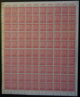 WEST-SACHSEN 132X , 1945, 12 Pf. Rot, Wz. 1X, Im Bogen (100), Oberrand Nicht Durchgezähnt, Pracht - Otros & Sin Clasificación