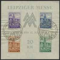 WEST-SACHSEN Bl. 5Ya O, 1946, Block Leipziger Messe, Wz. 1Y, Type III, Sonderstempel, Kleine Papierwellungen, Pracht, Mi - Andere & Zonder Classificatie