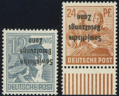 ALLGEMEINE-AUSGABEN 186K,190K , 1948, 12 Pf. Dunkelgrautürkis Und 14 Pf. Braunorange, Kopfstehender Aufdruck, Postfrisch - Other & Unclassified