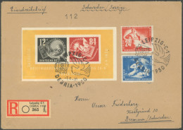 DDR Bl. 7 BRIEF, 1950, Block Debria Mit Zusatzfrankatur (Mi.Nr. 273/4) Und Sonderstempel Auf Einschreibbrief Nach Schwed - Other & Unclassified