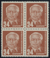 DDR 324zaXII VB , 1952, 24 Pf. Schwärzlichrotorange Pieck, Gewöhnliches Papier, Wz. 2XII, Im Viererblock, Postfrisch, Pr - Other & Unclassified