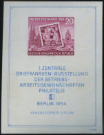 DDR Bl. 10III , 1954, Block Briefmarken-Ausstellung Mit Abart Punkt über Rechtem Oberem Block-Einfassungsornament, Prach - Other & Unclassified
