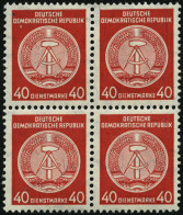 DIENSTMARKEN A D 33XI VB , 1956, 40 Pf. Rot, Faserpapier, Wz. 2XI, Im Viererblock, Pracht, Gepr. Jahn, Mi. 320.- - Sonstige & Ohne Zuordnung