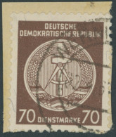 DIENSTMARKEN A D 41yAY BrfStk, 1958, 70 Pf. Rötlichbraun, Wz. 3Y, Gefasertes Papier, Prachtbriefstück, Gepr. König, Mi.  - Other & Unclassified