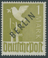 BERLIN 17a , 1948, 1 M. Lebhaftbräunlicholiv Schwarzaufdruck, Falzrest, Pracht, Gepr. Schlegel, Mi. 60.- - Andere & Zonder Classificatie