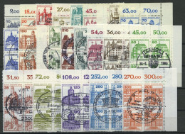 BERLIN 532-677 VB O, 1977-82, Burgen Und Schlösser Komplett In Eckrandviererblocks Mit Zentrischen Stempeln, Fast Nur Pr - Autres & Non Classés