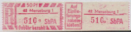 DDR Einschreibemarke Merseburg SbPA Postfrisch, EM2B-42-1aII(1) Zh - R-Zettel