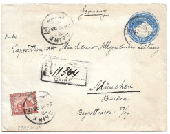 (C04) REGISTRED 1P. STATIONERY COVER UPRATED BY 2P. STAMP - CAIRE/R => GERMANY 1903 - 1866-1914 Khedivaat Egypte