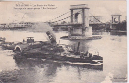 13 - TARASCON - LES BORDS DU RHONE - PASSAGE DU REMORQUEUR LE CANIGOU - Tugboats