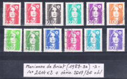 France M. De Briat (1989-90) Y/T N° 2614X2 +  + Série 2617/26 Oblitérés (lot 3) - 1989-1996 Marianne (Zweihunderjahrfeier)