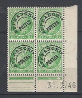 CD PO 92 FRANCE 1946 COIN DATE 92 PRE OBLITERE  : 3 7 46  TYPE CERES DE MAZELIN UN ROND - Vorausentwertungen