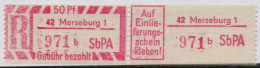 DDR Einschreibemarke Merseburg SbPA Postfrisch, EM2B-42-1bI(1) PU+ Zh - Etichette Di Raccomandazione