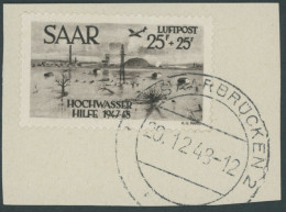 SAARLAND 259 BrfStk, 1948, 25 Fr. Flugpost, Prachtbriefstück, Kurzbefund Geigle, Mi. (300.-) - Andere & Zonder Classificatie