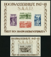SAARLAND Bl. 1/2 , 1948, Blockpaar Hochwasserhilfe, Pracht, Mi. 1600.- - Other & Unclassified