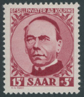 SAARLAND 289I , 1950, 15 Fr. Kolping Mit Abart GFSELLENVATER, Postfrisch, Pracht, Mi. 80.- - Sonstige & Ohne Zuordnung