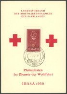SAARLAND 292 BrfStk, 1950, 25 Fr. Rotes Kreuz Auf Sonderkarte, Pracht, Mi. 80.- - Sonstige & Ohne Zuordnung