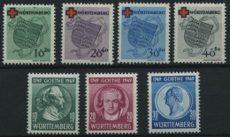 WÜRTTEMBERG 40-46 , 1949, Rotes Kreuz Und Goethe, Falzrest, 2 Prachtsätze, Mi. 93.- - Andere & Zonder Classificatie