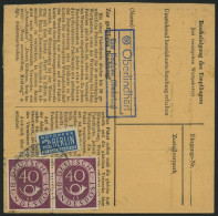 BUNDESREPUBLIK 133 Paar BRIEF, 1954, 40 Pf. Posthorn Im Waagerechten Paar Als Seltene Mehrfachfrankatur Auf Paketkarte A - Brieven En Documenten
