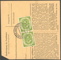 BUNDESREPUBLIK 138 BRIEF, 1954, 90 Pf. Posthorn Im Senkrechten Paar Rückseitig Als Mehrfachfrankatur Auf Schnell-Paketka - Autres & Non Classés