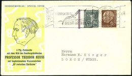 BUNDESREPUBLIK 180xZ BRIEF, 1960, 6 Pf. Heuss, Wz. 4Z, Mit 1 Pf. Zusatzfrankatur Auf Prachtbrief - Briefe U. Dokumente