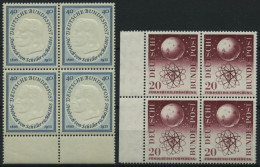 BUNDESREPUBLIK 210,214 VB , 1955, 40 Pf. Schiller Und 20 Pf. Forschungsförderung, Je Im Randviererblock, Pracht, Mi. 120 - Unused Stamps