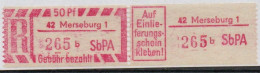DDR Einschreibemarke Merseburg SbPA Postfrisch, EM2B-42-1bI(2) RU (a) Zh - Etichette Di Raccomandazione