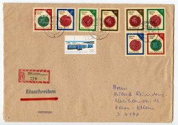 Germany, East 1988 Registered Cover; Leipzig To Kleve-Kellen; Stamps - Historic Seals, Full Set & Block - Storia Postale