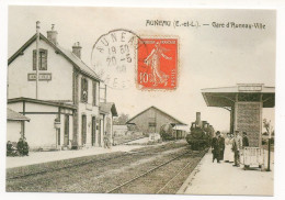 AUNEAU (28)  LIGNE DE CHARTRES À ETAMPES - ARRIVÉE D'UN TRAIN EN GARE - (REPRODUCTION D'UNE CARTE ANCIENNE ) - Eisenbahnen