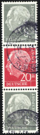 ZUSAMMENDRUCKE S 50YII O, 1960, Heuss Wz. Liegend 8 + 20 + 8, Nachauflage, Pracht, Gepr. Schlegel, Mi. 350.- - Zusammendrucke