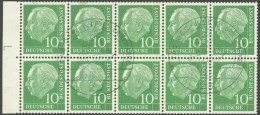 ZUSAMMENDRUCKE H-Blatt 10fa O, 1960, Heftchenblatt Heuss Lumogen Mit Grünem L, Heftchenzähnung, Feinst, Mi. 500.- - Se-Tenant