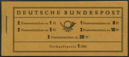 MARKENHEFTCHEN MH 4Xv , 1958, Markenheftchen Heuss/Ziffer, Deckel Dunkelchromgelb, Pracht, Mi. 100.- - Autres & Non Classés