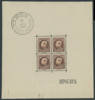 BELGIEN 186KB , 1924, 5 Fr. Internationale Briefmarkenausstellung Im Kleinbogen (4), Pracht, Mi. 420.- - Sonstige & Ohne Zuordnung