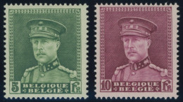 BELGIEN 312/3 , 1931, 5 Und 10 Fr. König Albert I Mit Schirmmütze, Postfrisch, 2 Prachtwerte, Mi. 290.- - Autres & Non Classés