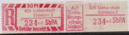 DDR Einschreibemarke Lutherstadt Eisleben SbPA Postfrisch, EM2B-425-2adII RU (a) Zh - Etichette Di Raccomandazione