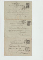 Courrier Adressé à M. René HANIN à JOINVILLE (52) Sur CPA Type Sage 10c. (3) Cartes - 1898-1900 Sage (Type III)