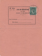 Avis De Réception N° 514 TTB. - 1903-60 Semeuse A Righe