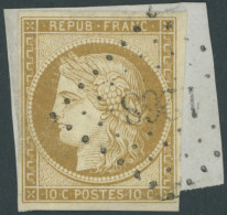 FRANKREICH 1a BrfStk, 1850, 10 C. Gelbbraun, Nummernstempel 1268, Prachtbriefstück, Mi. 400.- - Other & Unclassified