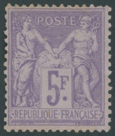 FRANKREICH 76 , 1877, 5 Fr. Violett Auf Helllila, Falzreste, Feinst, Mi. 450.- - Sonstige & Ohne Zuordnung