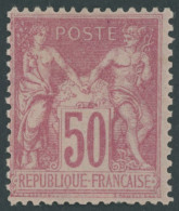 FRANKREICH 81II , 1890, 50 C. Karmin Auf Rosa, Type II, Falzreste, üblich Gezähnt Pracht, Mi. 220.- - Sonstige & Ohne Zuordnung