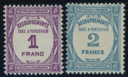 PORTOMARKEN P 60/1 , 1927, 1 Fr. Violett Und 2 Fr. Hellblau, Postfrisch, 2 Prachtwerte, Mi. 140.- - Sonstige & Ohne Zuordnung