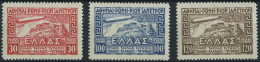 GRIECHENLAND 352-54 , 1933, Graf Zeppelin, Falzrest, Prachtsatz - Sonstige & Ohne Zuordnung