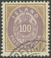ISLAND 17 O, 1892, 100 A. Braun/lila, Pracht, Mi. 130.- - Sonstige & Ohne Zuordnung