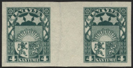 LETTLAND 91UZW , 1923, 4 S. Grün, Ungezähnt Im Zwischenstegpaar, Ohne Gummi, Pracht - Letonia