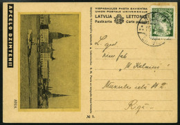 LETTLAND BP 1a BRIEF, 1936, Bildpostkarte Riga, Unterdruck Gelblich, Frankiert Mit Mi.Nr. 234, Prachtkarte - Letland