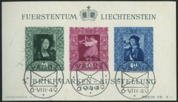 LIECHTENSTEIN Bl. 5 O, 1949, Block Briefmarken-Ausstellung, Ersttags-Sonderstempel, Pracht, Mi. (160.-) - Andere & Zonder Classificatie